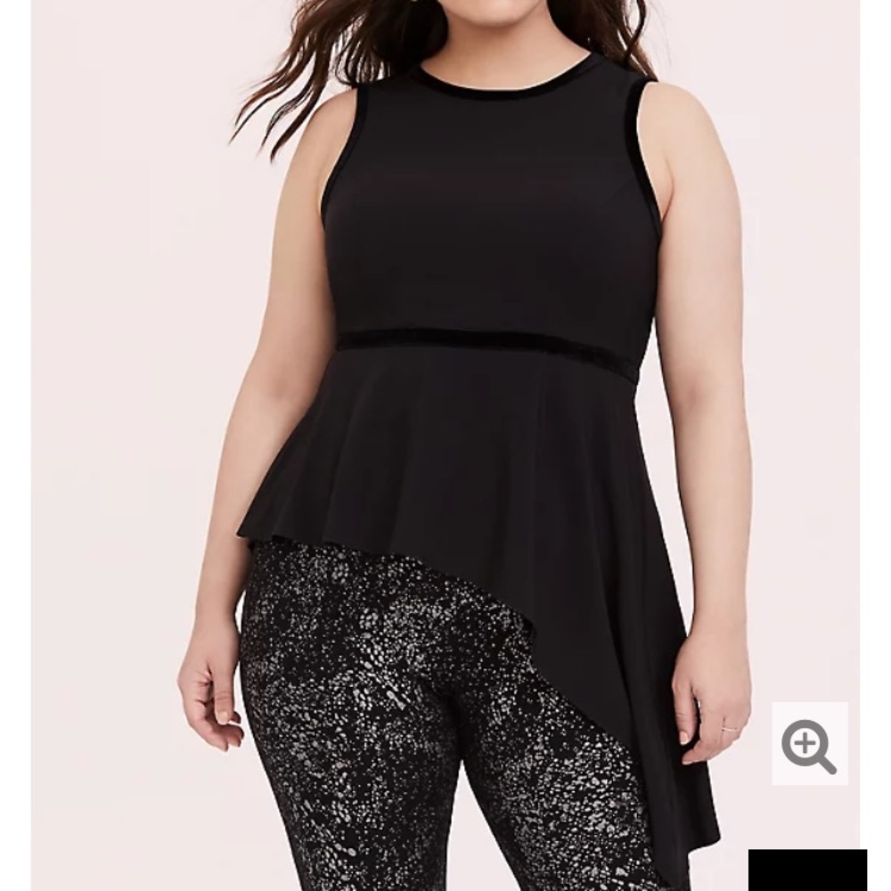 Torrid black crepe velvet asymmetrical top 2X
